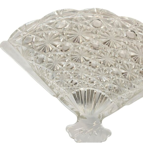 Vintage Avon Crystal Fan-Shaped Soap Dish, Candy Dish, Trinket Tray - Picture 2 of 10